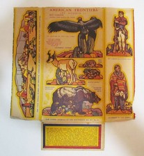 PUFFED RICE AMERICAN FRONTIERS CEREAL BOX BACK KIT CARSON c. 1940's QUAKER VTG picture