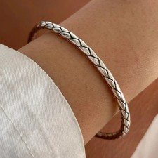 925 Sterling Silver Black Stone Bracelet for Women Vintage Handmade Jewelry Gift picture