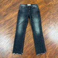 Mother Superior Jeans Womens 26 Black Flirt Chew Mid Cats and Kings Frayed 26x29 picture