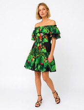 Dolce & Gabbana Off-Shoulder Ruffle Floral A-Line Knee Length Dress IT 40 picture