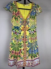 alice + olivia Hadley Floral Mini Fit & Flare Dress Size 6 Yellow EUC picture
