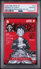 2025 ONE PIECE JAPANESE PROMOS ONE PIECE MAGAZINE VOL.20 MONKEY D. LUFFY PSA 10 picture