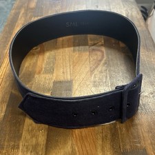 Vintage ASTOR Blue Cloth/ Leather 33.25” Thick Belt picture