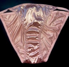 VTG Style Glossy Classic Satin String Bikini Brief Panties Mauve Pink XL NEW picture