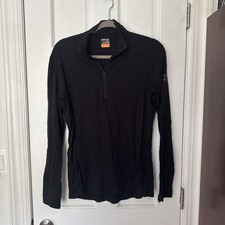 Icebreaker Merino Bodyfit 200 Quarter Zip Base Layer Black Men's M picture