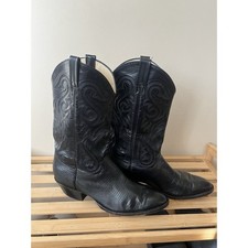 Mens Vintage Sheplers Black Lizard / Leather Cowboy Boots 7.5 D Excellent Cond picture