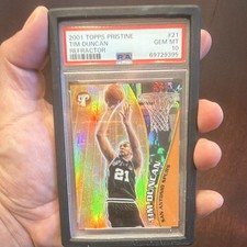 Topps 2001 Pristine Tim Duncan Refractor #21 PSA 10 Serial 42/50 picture