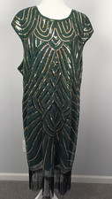 Babeyond Flapper Dress 3XL Green w/Green. & Gold Sequins 7