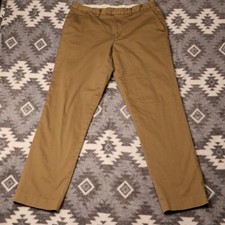 J.Crew Bowery Stretch Slim Pants Khaki Tan Chinos Mens 34x32 picture