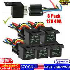 5Pcs Car 12V DC 40A 5-Pin Relay Switch Harness Socket Waterproof Automotive SPDT picture