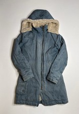 Hemp Hoodlamb Hooded Full Zip Jacket Blue Grey Canvas Women's Size S picture