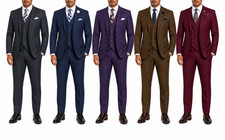 Vinci Men Regular Fit Glen Plaid 2 Button 3 Piece Suit NEW picture