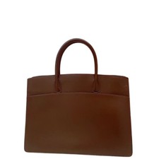 Auth Hermès White Bus 40 Courchevel Brown Leather Tote Bag Vintage Used picture