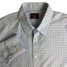 UNTUCKit Collalto WF Button Down Mens Medium Light Blue Plaid Wrinkle Free 41439 picture