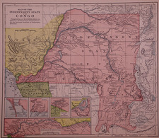 Antique 1892 Map ~ Independent State of the Congo picture