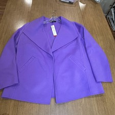Talbots Jacket Womens 1XP Petite Purple Wool Blend Open Front Unlined Collared picture