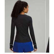 Lululemon Its Rulu Run Ribbed Long Sleeve Shirt Black LW3INUS Size 4 Activewear picture