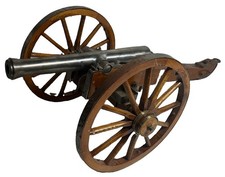 Vintage Jukar Spain .70 Caliber Black Powder Cannon Model Wooden Wheels picture