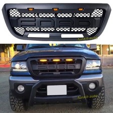 Front Grille For 2004-2011 Ford Ranger Bumper Grill W/LEDs W/Letters Matte Black picture