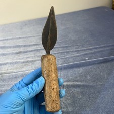 Antique Native American Style Iron Spear Point Wood Handle Estate Find 9” picture
