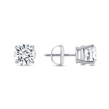IGI E/VVS 2 Ct Round Lab Created Grown Diamond Stud Earrings Real 14K White Gold picture