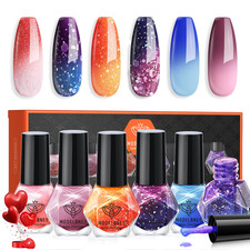 Modelones Color Changing Nail Polish Set, 6 Colors Pink Blue Purple Neon picture