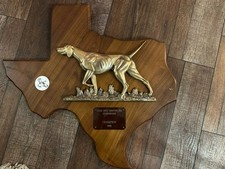 Vintage TEXAS Open Shooting Dog Championship 1990 Trophy Plaque BRASS Dog picture