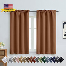 Sun Baked Short Blackout Curtains for Bedroom 54 Inches Long 2 Panels, Modern Wi picture