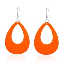 60s 70s 80s Neon Earrings for Women Lightning Circular Oval Standard, Orange picture