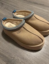 UGG Tasman Suede Slip-On Slippers Lined Comfort Beige/Blue Women's 8 EU39 picture