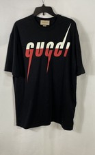 Gucci Men's Black Blade Logo Graphic Cotton T-Shirt Made in Italy Sz XXL picture