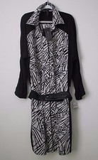 BCBGMAXAZRIA Black and White Cotton Shirt Dress with Belt - Size S picture