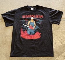 Vintage 2001 Eminem European Tour Lot Graphic Black Rap Tee Chainsaw XL Men’s picture