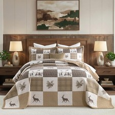 Oversized King Bedspreads 128x120, Extra Large Rustic Quilt | 100% Cotton, Fo... picture