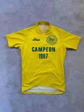 Vintage 1987 Madrid Cycling Champion Jersey Monver Ondarreta Alcorcon 80s Yellow picture
