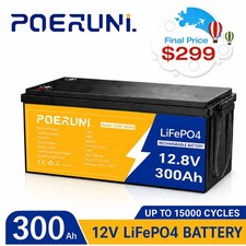 POERUNI 12V 300Ah Lithium LiFePO4 Battery 3840Wh 15000 Cycle Deep Cycle RV Solar picture
