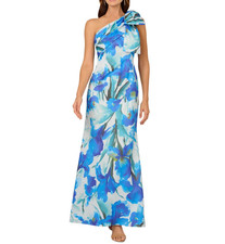 Adrianna Papell Women's Floral-Print Bow One-Shoulder Gown MSRP $229 picture