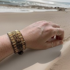 Stunning Handmade Glass Bugle Bead Cuff Bracelet – Vintage Boho Style picture