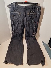 Vintage Tripp NYC Black Gothic Punk Wide-Leg Cargo Pants Bondage Straps 9-32×29  picture