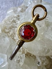 Antique Victorian Gilt Watch Key Berry Red Paste Stone Fob c1890 picture