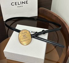 Women's Celin*e 13mm/0.51in Black Leather Belt Length: UE 80/ US 32 picture