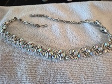 Stunning Vintage 18 Inch With The Extenders, Rhinestone AB Necklace, Signed... picture