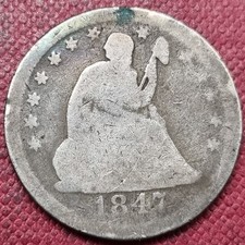 1847 O Seated Liberty Quarter 25c Circulated #96086 picture
