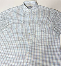 AFTCO AFTECH Fishing Shirt Mens M White Blue Plaid Long Sleeve Vented picture