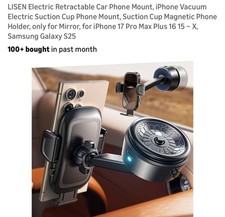 LISEN Electric Retractable Car Phone Mount, iPhone Vacuum Electric Suction... picture