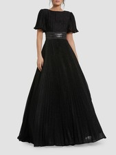Ieena for Mac Duggal Black  Shimmer Infused Pleated Ball Gown Size 14 $498 picture