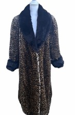 Vintage Boulevard East Leopard Print Faux Fur Maxi Coat 1X Black Collar Cuffs  picture