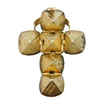 20th Century 9ct Gold & Sterling Silver Masonic Ball Cross Pendant Antique c1920 picture