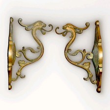 Pair of Rare Antique French Bronze/Brass Supports Sconces Dragon Griffon Chimera picture