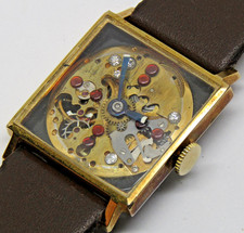 Vintage Skeletonized windup watch with rubies and diamonds, unique - 1960's picture